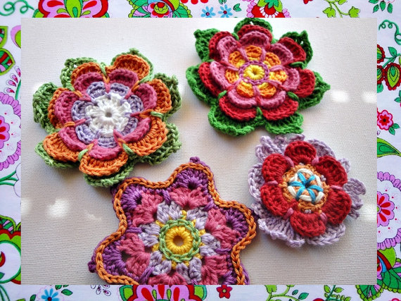 3 Colorful Flowers Crochet Patterns